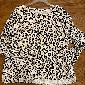 Crown & Ivy Animal Print Top - Black and Tan